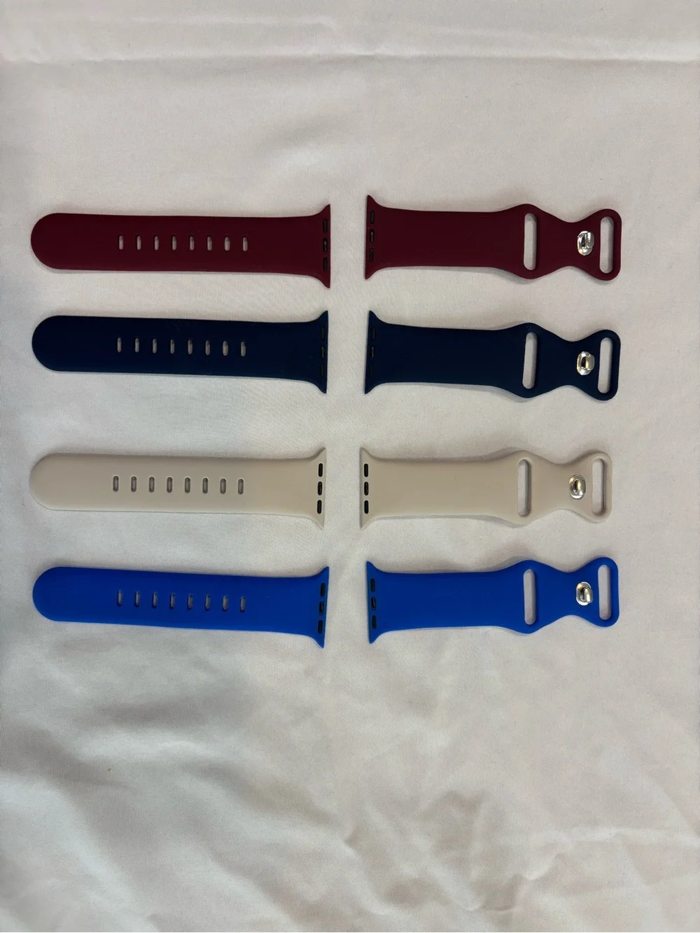 Silicone Apple Watch Bands - Maroon, Navy, Cream, Royal Blue Set of 4 38mm